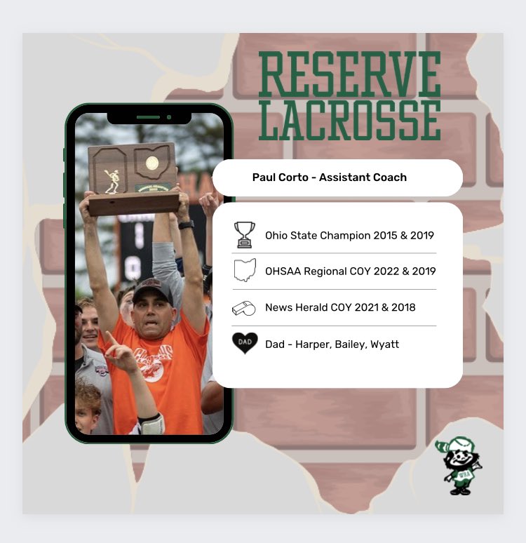 WRA_Lacrosse's tweet image. Proud to announce the addition of Paul Corto to the Reserve Lacrosse coaching staff. 

Coach Corto (OWU &apos;97, Loyola Blakefield &apos;93) brings championship experience as a player &amp;amp; coach. 🧱