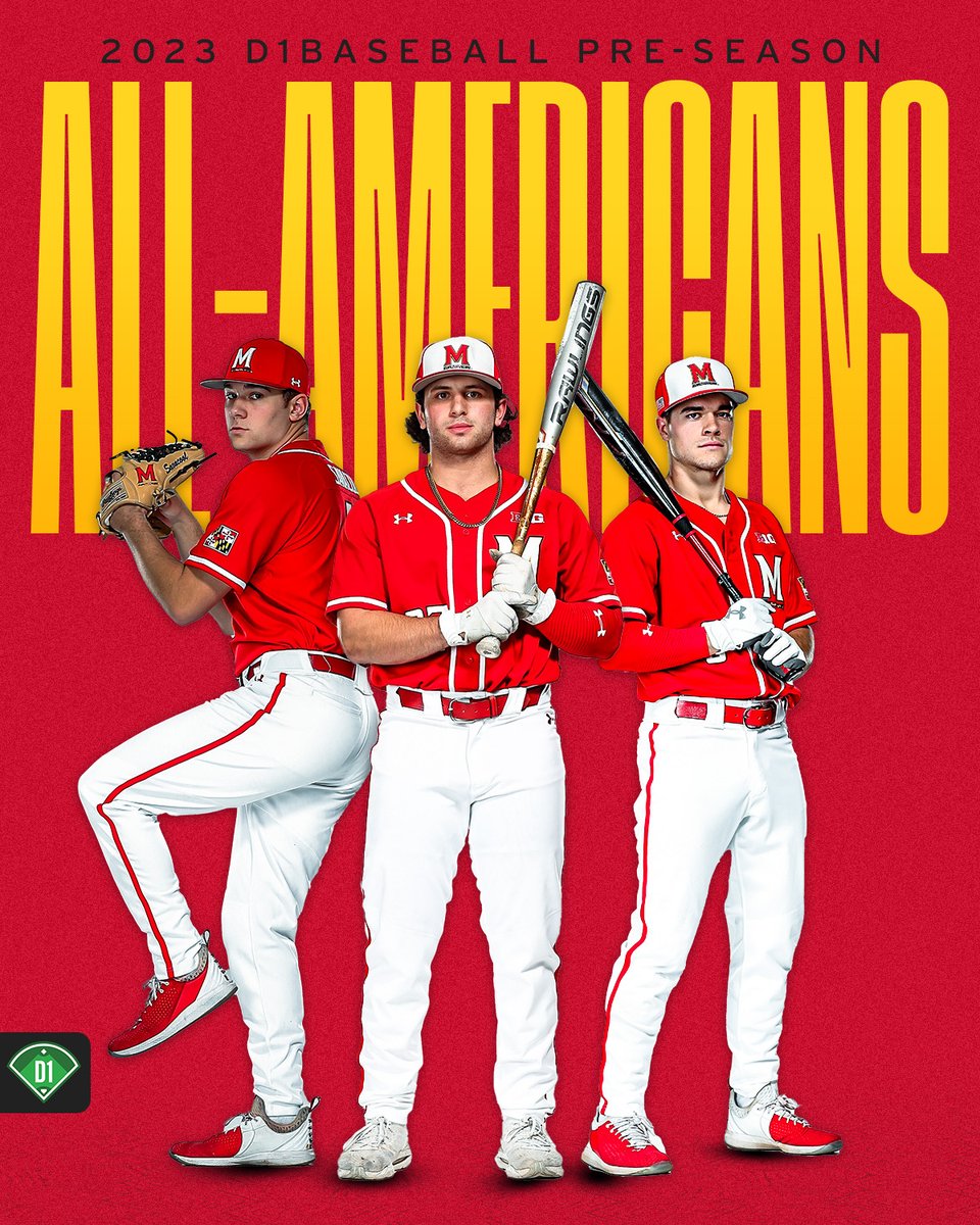 TerpsBaseball's tweet photo. Got some B1G Time players in College Park⚾🐢

Savacool, Shaw and Shliger earn their third pre-season All-American honor

📝https://t.co/0TgitbFmw8 | #DirtyTerps https://t.co/EsEKM1OF8e