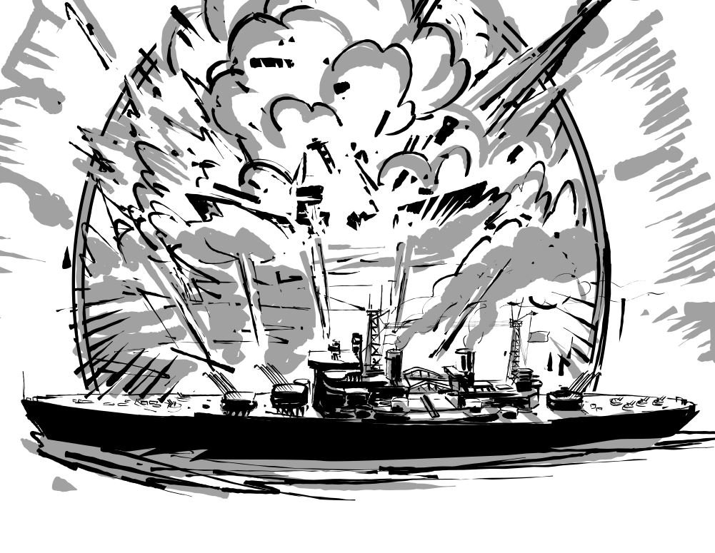 I dig how this ship came out for a new commission in the works. Just an approval sketch for now. Onto the next order #wip #commissionsareopen #wows #worldofwarships #boom #explosion #navalwarfare #holyship #inkscape
