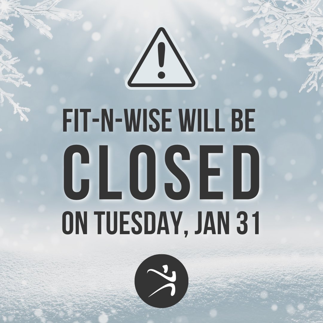 fitnwise's tweet photo. In line with Decatur ISD - Fit-N-Wise's Decatur facility will be ⚠️CLOSED⚠️ tomorrow - Tues, Jan 31, 2023. Stay warm, folks! ❄️ https://t.co/Plnl3CQVEC
