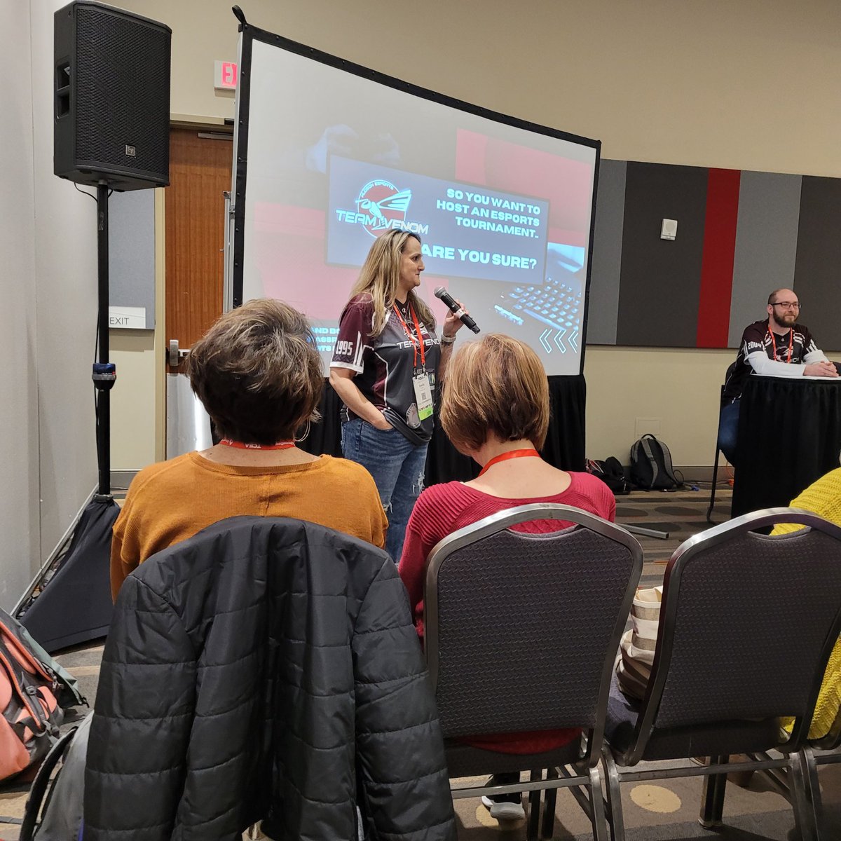 Emily_Meisel's tweet photo. So much fun introducing Hudson’s ESports coach, A/V teacher, and tech team at #TCEA this morning. #TCEA23 https://t.co/LcMblfr1nX
