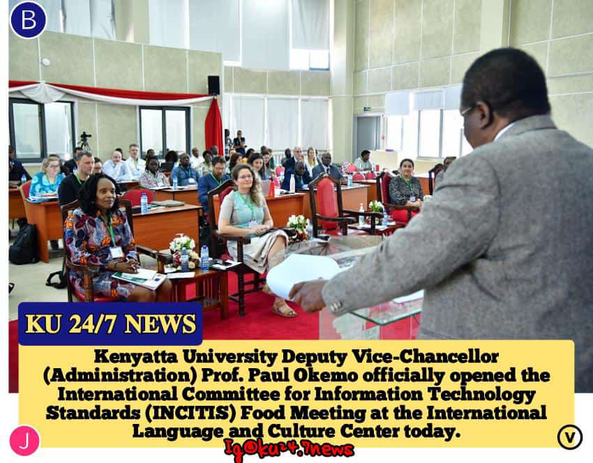 KYU247_NEWS's tweet photo. Deputy Vice Chancellor Administration Prof Paul Okemo officially opened the International committee for information technology standards @KenyattaUni #incitis https://t.co/AKzgX53obl