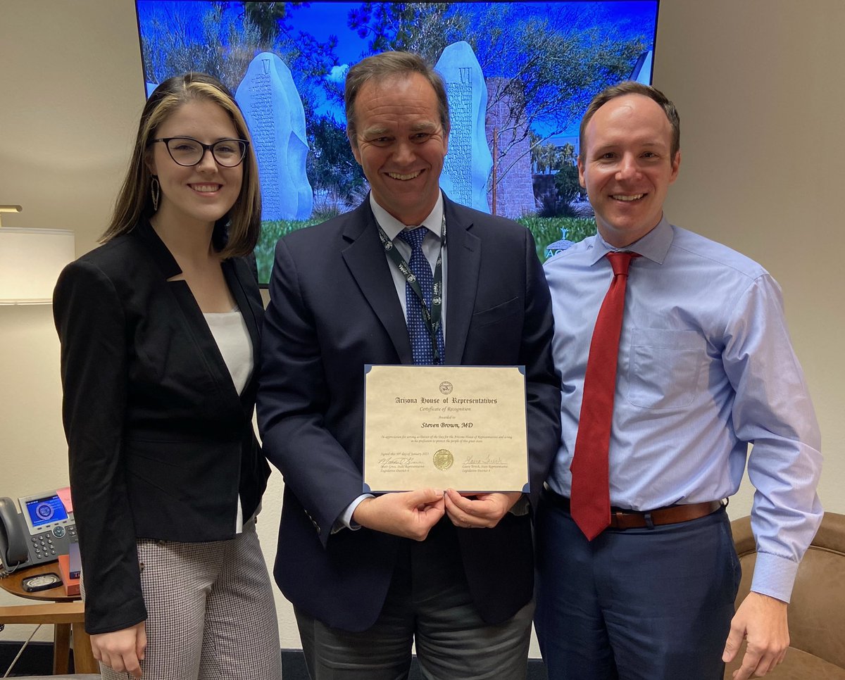 SteveBrownMD's tweet photo. Thank you Rep @MatthewGress Rep @lauraforAZ for the warm welcome @ArizonaMedicine #ArMADoctoroftheDay https://t.co/zhv7NO3D3g
