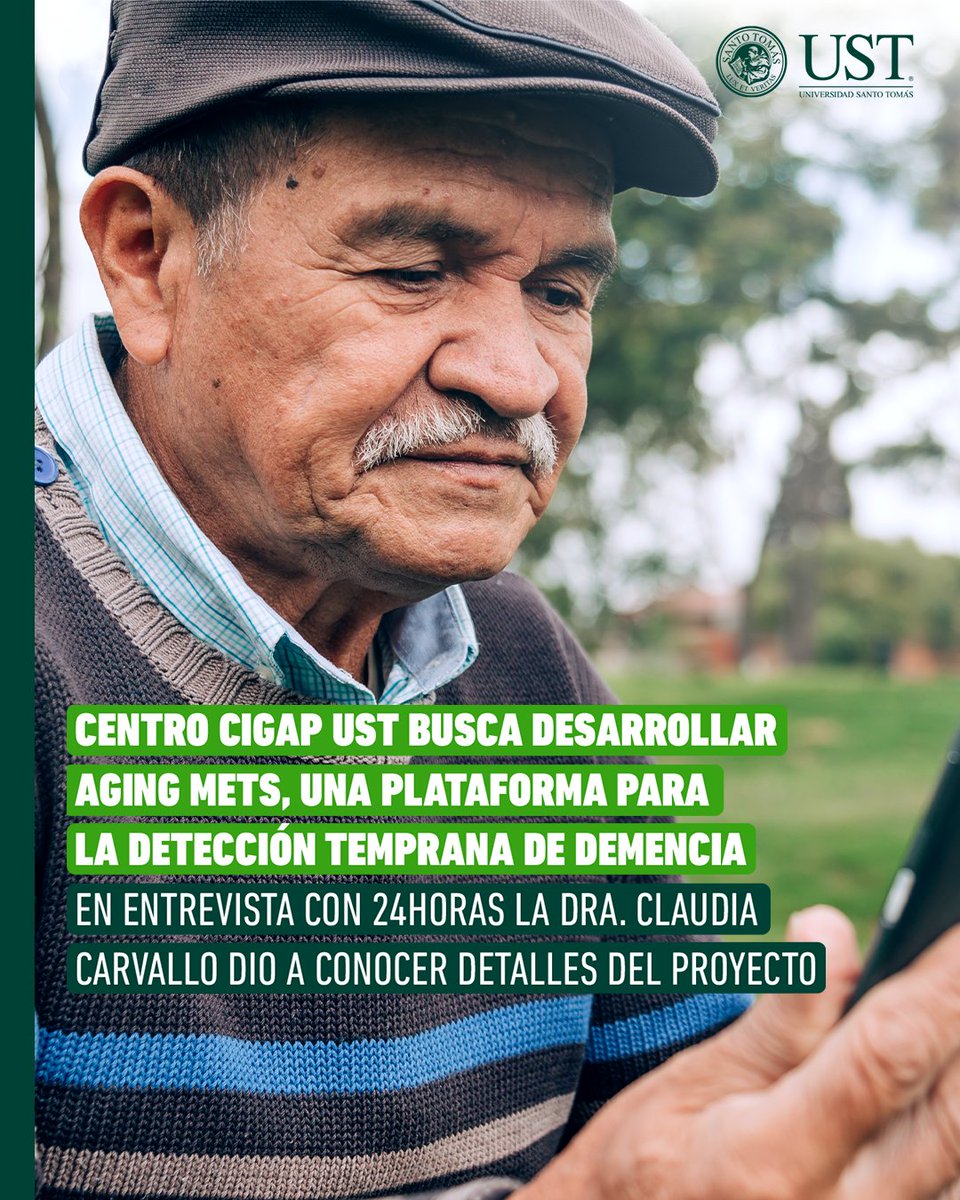 SantoTomas_ST's tweet photo. La plataforma denominada Aging Mets surge en un contexto tanto país como mundial, en que la demencia no tiene tratamiento efectivo, razón que motiva e impulsa con fuerza al desarrollo de este gran proyecto del Centro CIGAP de la UST.
Ve más detalles en  https://t.co/3TsbLQY24Q 👈🏻 https://t.co/IPXCNbfEqC