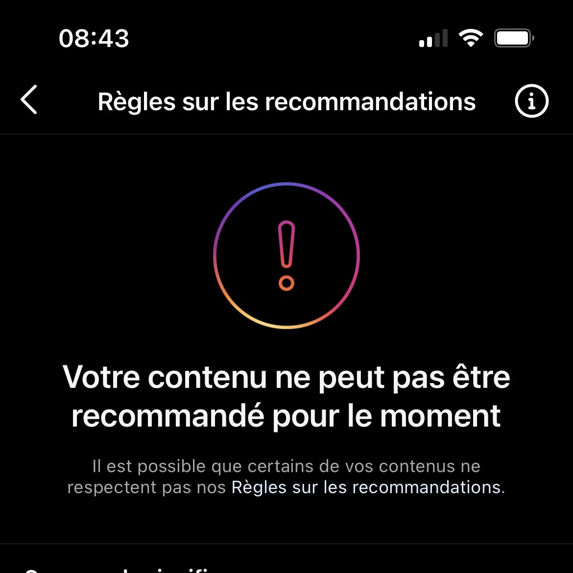 Déjà 1 mois que mon compte est suspendu, perte d’audience qui passe de 3 millions d’auditeurs à 7000. Encore combien de temps mon contenu ne pourra plus être recommandé ? #instagramdown #instagram #instagramfrance #ShadowBan