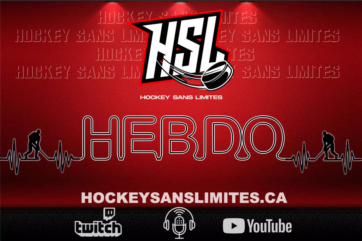 Ce soir, 19h30, hebdomadaire de #HSL 

Gros show en perspective 🔥

-Lien #Twitch - twitch.tv/hockeysanslimi…

-Lien #YouTube - youtube.com/channel/UCd4Fy…

#Twitch #YouTube  #Habs #GoHabsGo #CH