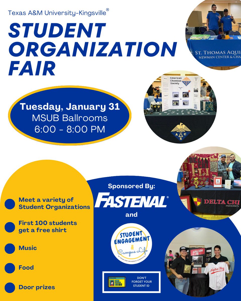Now is the time to get involved on campus!! Stop by our Spring Student Organization Fair tomorrow night.😎