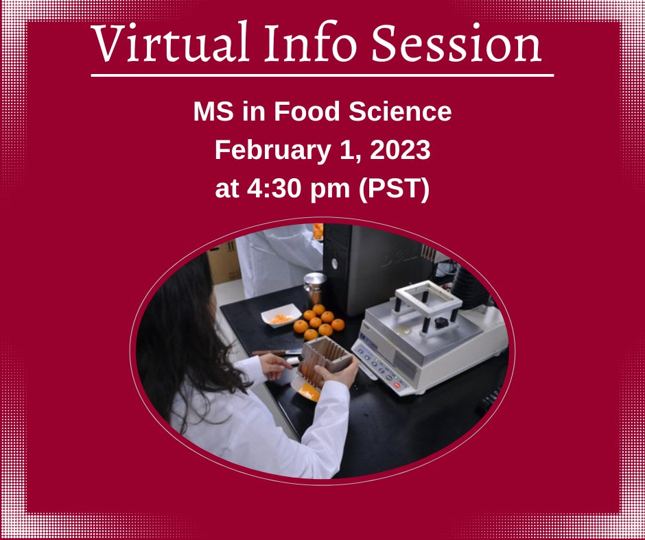 ChapmanGRAdmit's tweet image. Interested in getting your #MSinFoodScience?🍊 Join us online to learn more about the program and how it can support your academic and career goals! Register now! #FoodScience #ChapmanGradEd #ChapmanU ⬇️
bit.ly/3HwXYUc