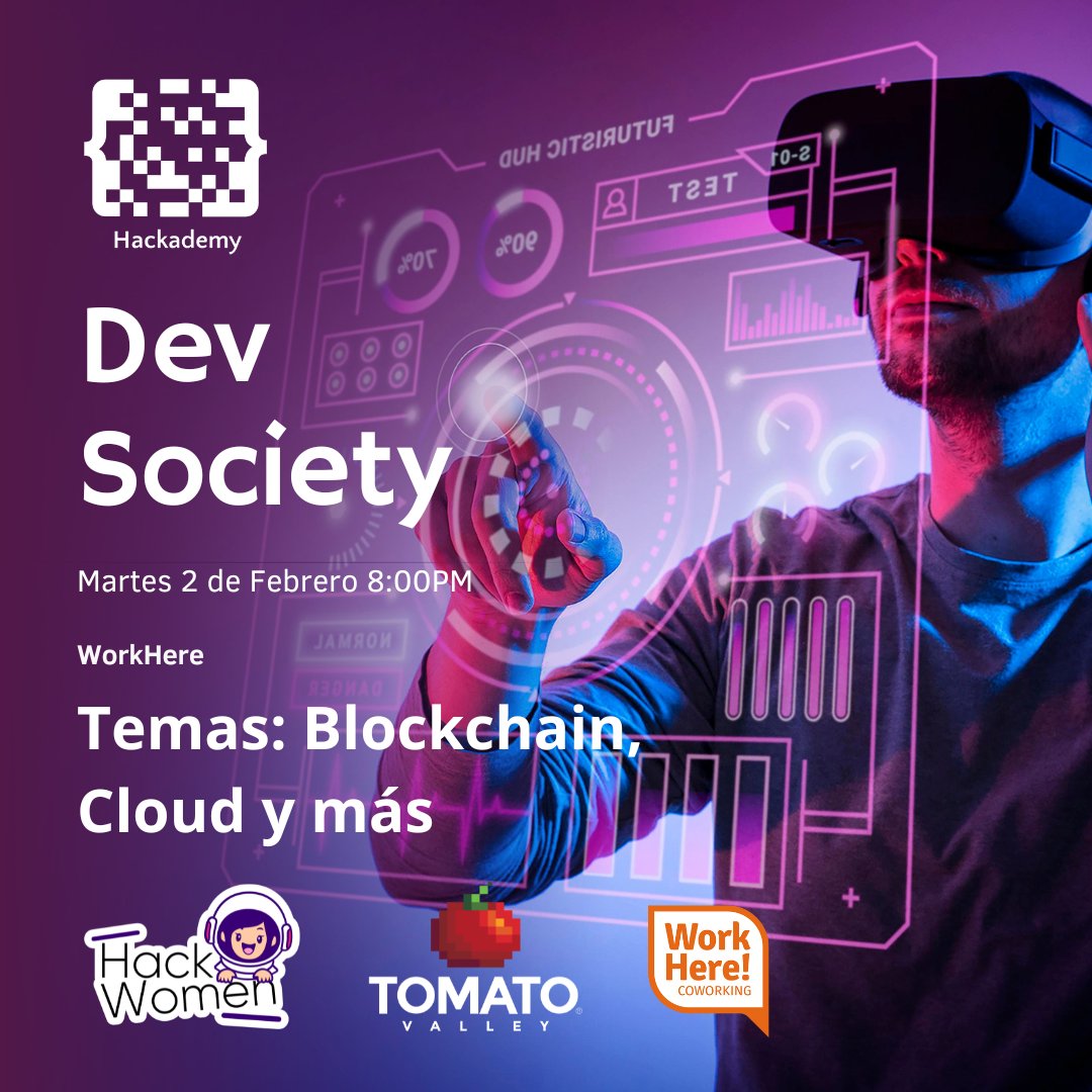 hackademymx's tweet photo. #Culiacan jueves 2 de febrero, 8pm, en @workhere_coworking 1er evento presencial del año😎.
#DevSociety para compartir y crecer la comunidad🥰.
Blockchain, cloud y otros temas💻.
Acceso libre y cooperación voluntaria de $50 pesos💸.
Puedes llevar tu bebida favorita 🍻🍻 https://t.co/kaIhKdwYb7