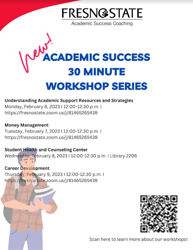 Want to learn how to be successful in college?? Specifically at  Fresno State? Join us for our new Success Workshop series starting this Monday!