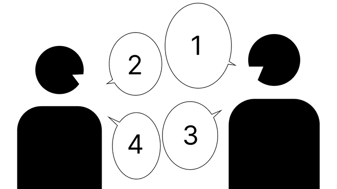 よくよく考えたら1コマの中で会話のキャッチボールをする時はフキダシを全部キャラの間に配置して…こうかな('・ω・`) 