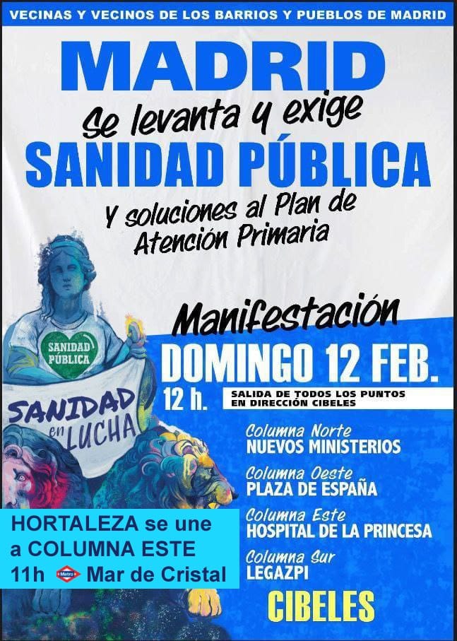 ⚠️⚠️⚠️⚠️⚠️⚠️
Vecinas, vecinos !!
💚💚💚💚💚💚💚

 #MadridSeLevantaEl12F 
Quedamos para salir a las 11 hr desde <M> Mar de Cristal 
👩‍⚕️👨🏼‍⚕️👩🏻‍⚕️🙍🏾‍♂️🙍🏻‍♀️👨🏼‍⚕️👩🏻‍⚕️🙍🏻‍♂️🙍🏽‍♂️👧🏽🧑‍⚕️🧑🏽‍⚕️
Desde #Hortaleza nos uniremos a la Columna Este!

 #YoApoyoAPrimaria 
#EncierroMedicosManoteras 💚 Para que todo #SUME 
💚💚