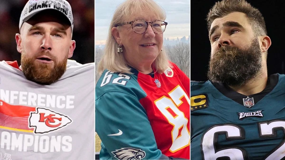 JWaierHair's tweet photo. Thanksgiving Dinners will never be the same! @dkelce1 I know someone has to lose! I donโt envy you! #bigyeti #fatbatman #newheightspodcast @newheightshow @JasonKelce @tkelce https://t.co/rYjogWVEmA