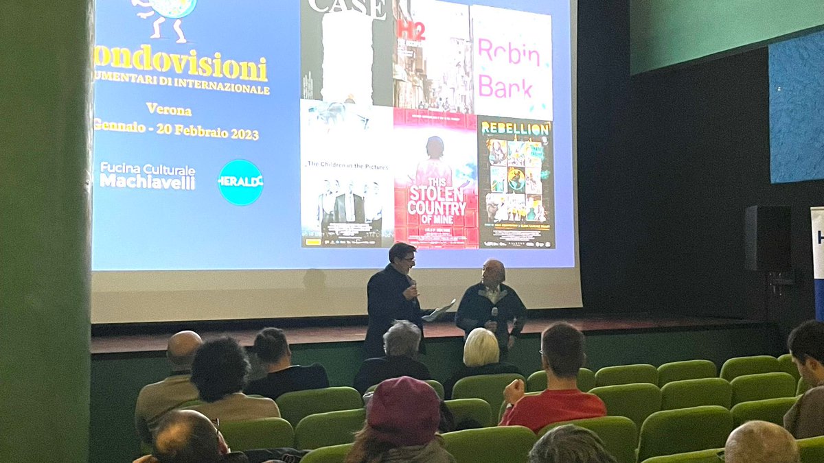 Heraldoverona's tweet photo. Giorgio Vincenzi @vin_giorgio e Riccardo Milano, fondatore di Banca Etica a #Mondovisioni commentano il docufilm “Robin Bank” il #documentario su Enric Duran, attivista no global che denunciato il sistema bancario mondiale e raggirato quello spagnolo. #capitalismo @bancaetica https://t.co/ltGwpu1ZAj