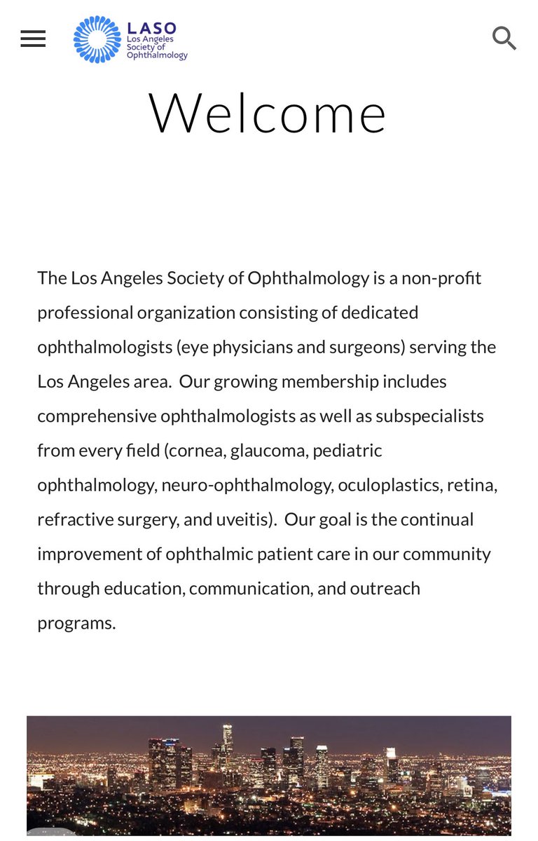 If you are an ophthalmologist in the LA area I encourage you to join the Los Angeles Society of Ophthalmology (LASO). It’s a great forum to meet local ophthalmologists and attend dinner meetings led by key leaders! We are always welcoming new members. laeyesociety.com
