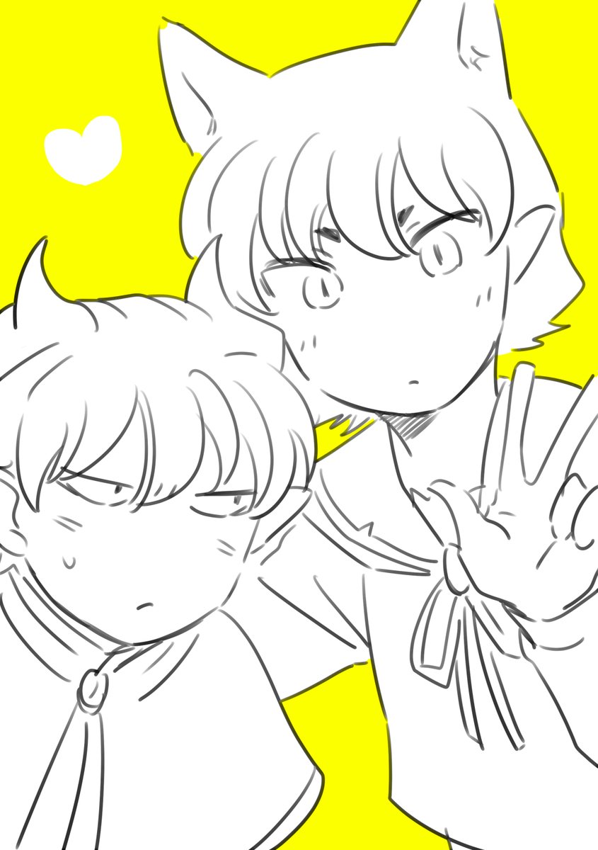 「今日のらくがきイベントありがとうございましたという文字を描き損ねてただの記念撮影」|留吉(豆板醤)のイラスト