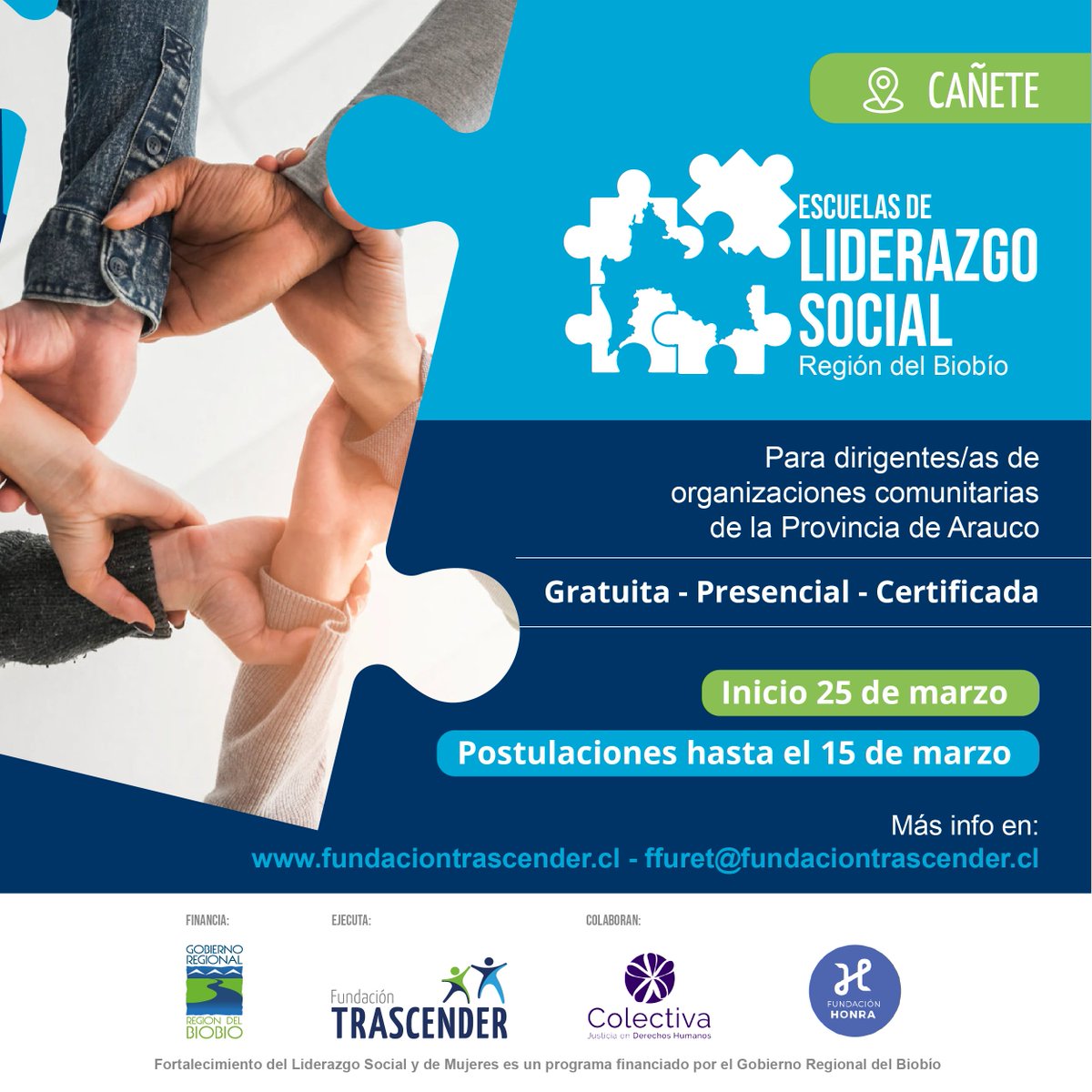 Colectiva_ddhh's tweet image. 🔉Están abiertas las postulaciones para el segundo ciclo de escuelas de liderazgo social y participación de mujeres en política, que se desarrollarán en #Cañete, #Cabrero, #Coronel y #Mulchén. Más información aquí 👉instagram.com/p/CoDkbgnP5x2/…