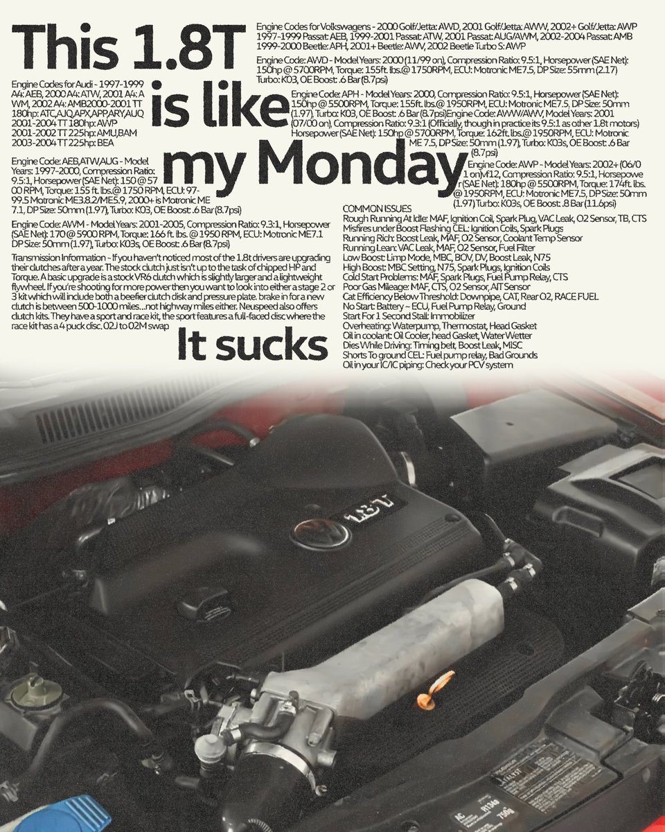 pournagraphy's tweet photo. Inspo 18 - Typical Mondays
.
.
.
.
#volkswagen #1.8t #engines #vintage #advertisingposter #vintageadvertisingsigns #commonproblems #enginecommunity #mondaystruggle https://t.co/q2OYUC8wKQ
