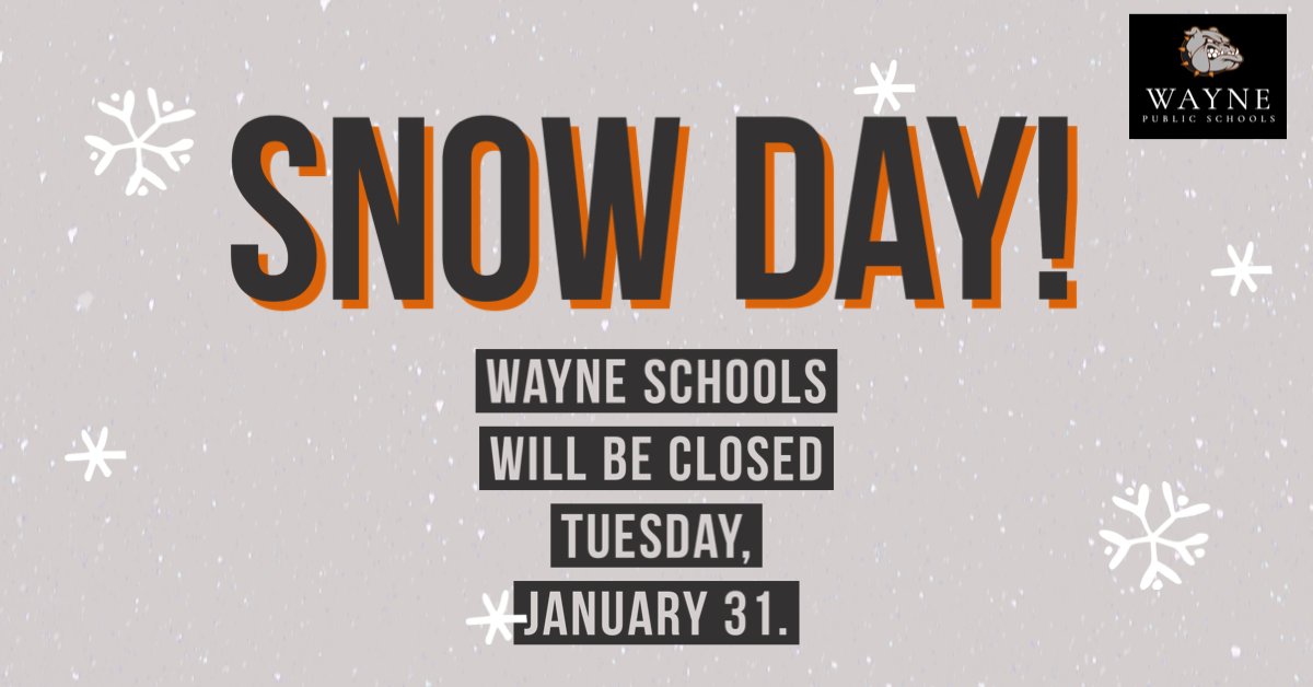Due to deteriorated road conditions, Wayne schools will have a snow day tomorrow. Stay safe Bulldogs. edl.io/n1716657