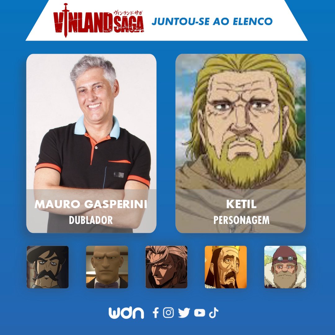 WDN - World Dubbing News on X: ⚔️ Novos dubladores juntam-se ao elenco de Vinland  Saga: • Dado Monteiro como Einar • Mauro Gasperini como Ketil   / X