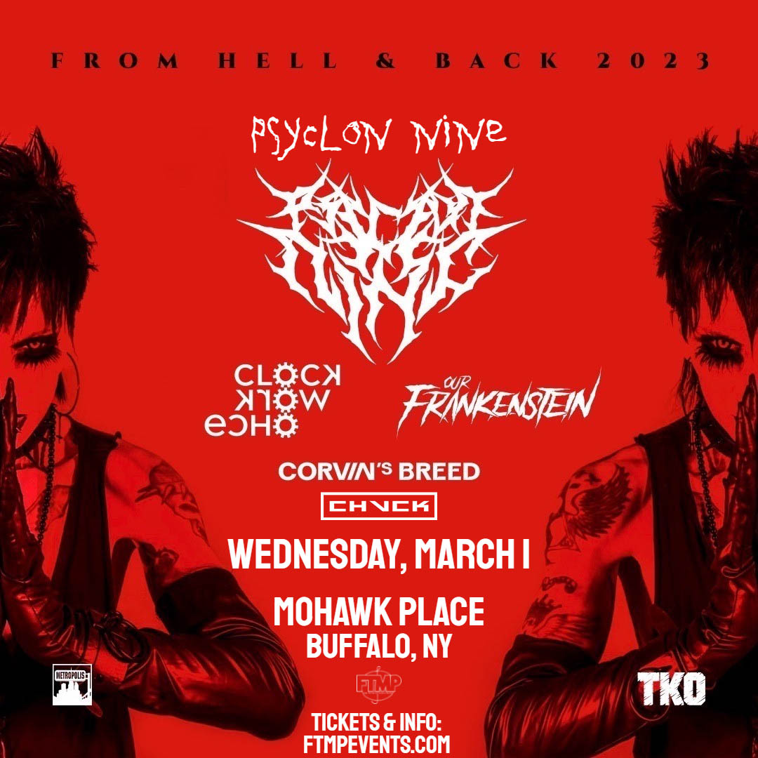 ChuckLeone's tweet photo. Stoked to be supporting @PsyclonNine_  on their From Hell &amp; Back tour at @mohawkplace in Buffalo, NY on March 1! Hoping to see a lot of you there! #livemusic #industrialmusic #BuffaloNY https://t.co/lbZgnzxLhC