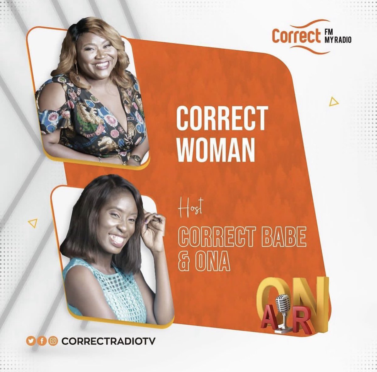 CorrectRadioTV's tweet photo. Incase You Miss Di Last Episode Of Awa “Correct Woman” Show.
Join @_radiodiva & @onakuale Inside Dis Week For Anoda Beta Discuss.
#correctfm
#eko #correctwoman #woman #myradio https://t.co/W9GjPlpMlv