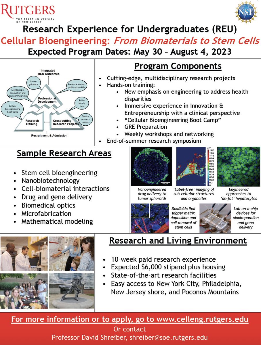 BMERutgers's tweet photo. Are you or do you know a #undergrad that is interested in a paid summer research program? 

Join our info session on 1/31 at 7PM EST to learn more about the @RutgersNB REU and RISE programs. 

@RutgerBME runs a #Cellular #Bioengineering program! https://t.co/OyDQdhqQSb