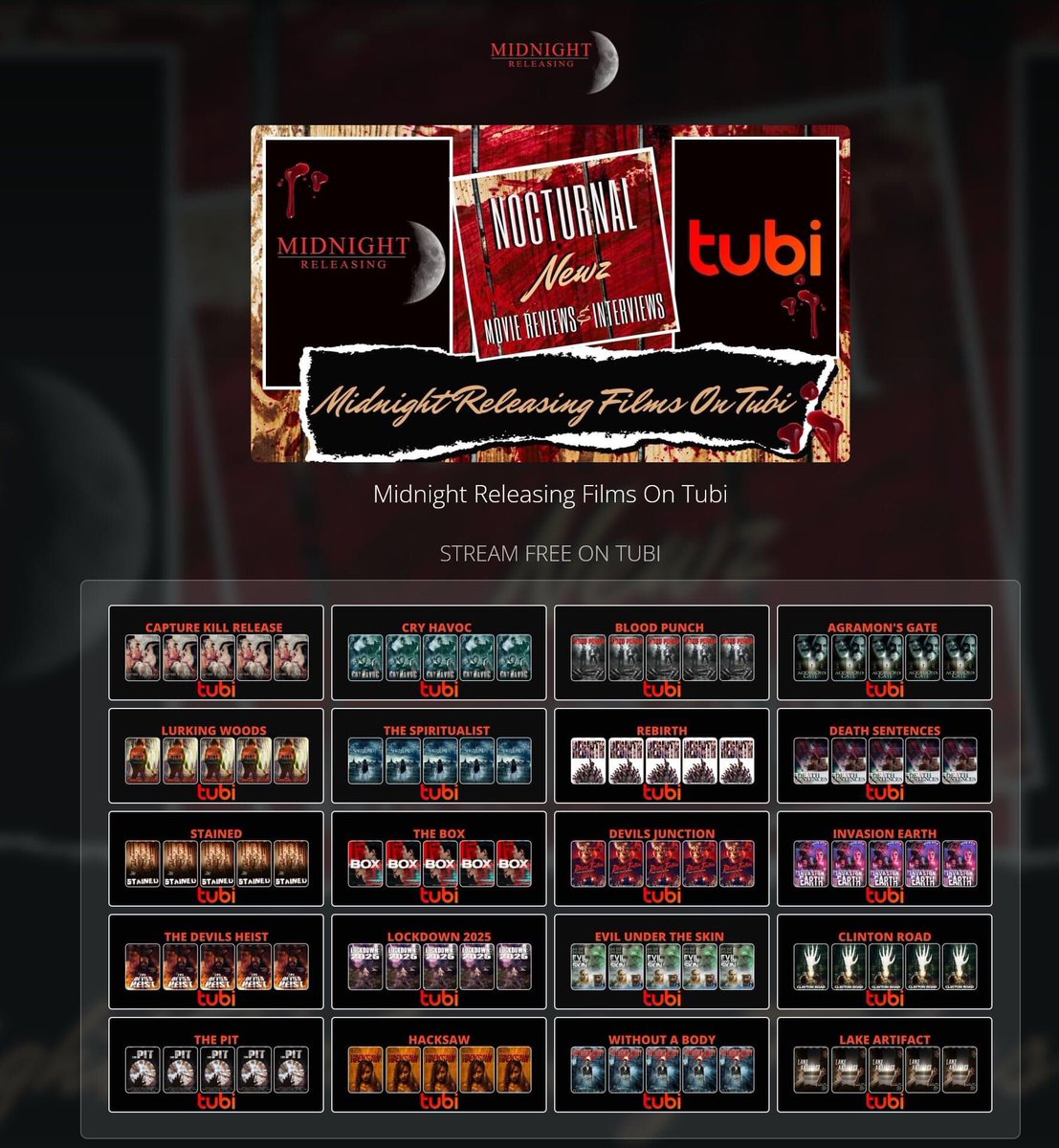 Midnight Releasing Films On Tubi!

Quit scrolling through your old streaming platform and check out a plethora of horror films on Tubi, brought to you by Midnight Releasing!

geni.us/MidnightReleas…