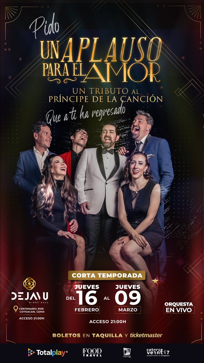 Con "Un Aplauso Para El Amor" renace el legado de #JoséJosé. El #concierto se acompaña de una serie de anécdotas poco conocidas del Príncipe de La Canción, contadas por <a href="/RRHijodevecino/">Víctor Hugo Sánchez</a>  Arranca el 16 de febrero, 9:30 pm en el #Foro DejaVu Night Hall #musica #cdmx #sandymoon #rt