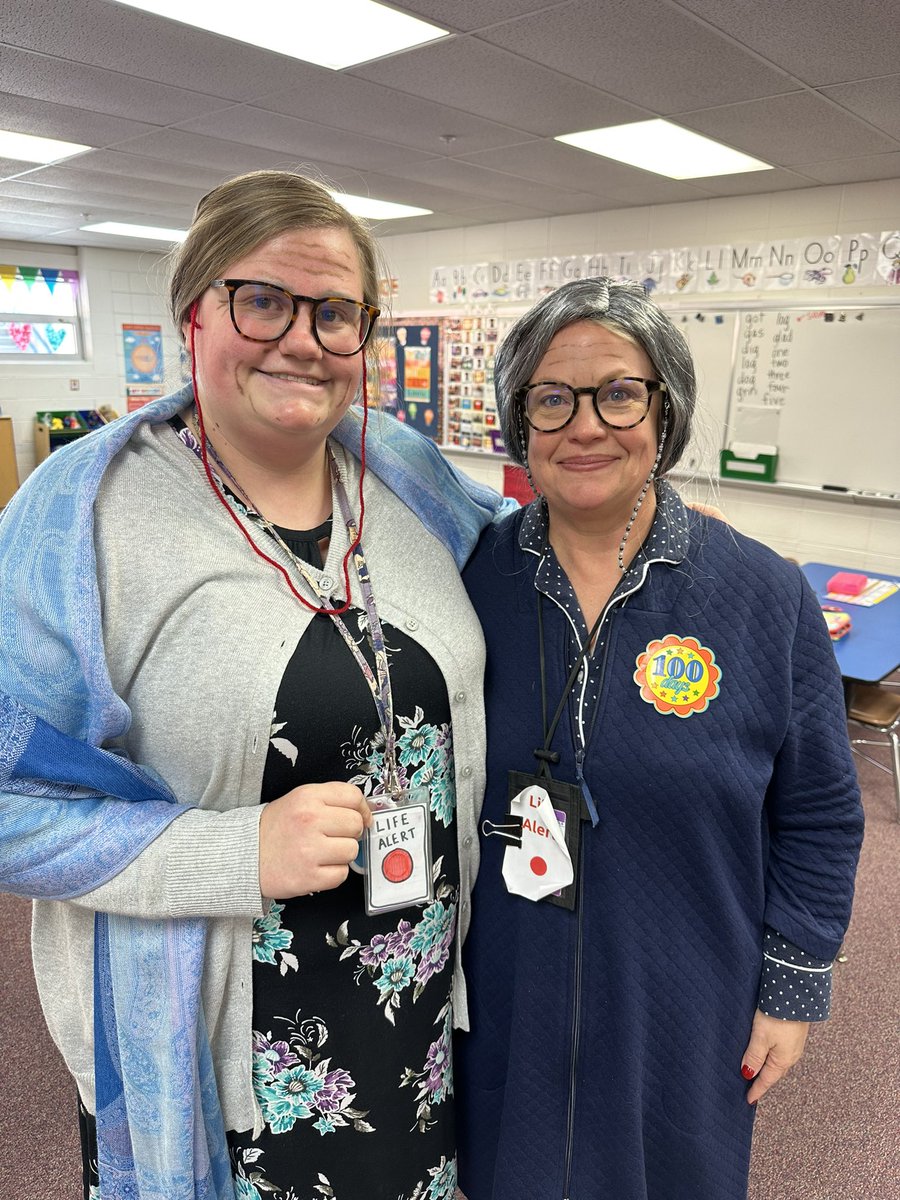 We made it to the 100th day at BC! Granny Ms.Thompson was here to celebrate #bctigers @BirchcrestTiger