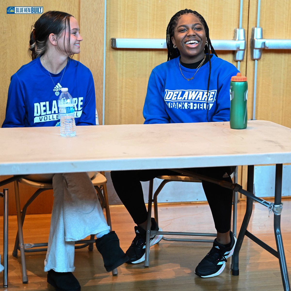 UDBlueHens's tweet photo. Leaders in competition and the community! 👏

Kosie Nkwonta (@DelawareTFXC) &amp; Hannah Wright (@Delaware_VB) recently spoke at the College Athlete Panel hosted by Live Like Blaine! #BlueHenBuilt https://t.co/Cnmq1xu5vl