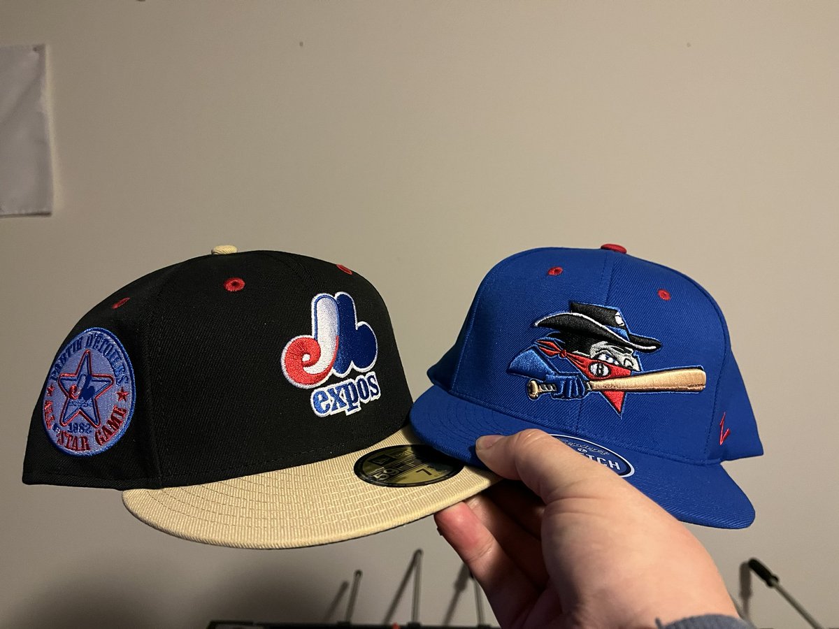 EmlbEXPOS's tweet image. #eMLB big league club and our High A affiliate Bakersfield Train Robbers caps. Need a few more to finish out the  eMLB expos affiliate collection