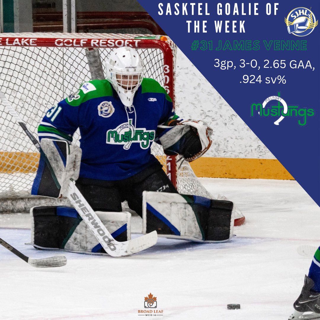 SJHL_Mustangs's tweet photo. What a week it was for these two guys!! 

Ben Tkachuk: MVP of the Week (3gp, 3G, 5A, 8Pts)

James Venne: Goalie of the Week (3gp, 3-0, 2.65/.924)

Congrats guys! https://t.co/YUeJ3Ll2io