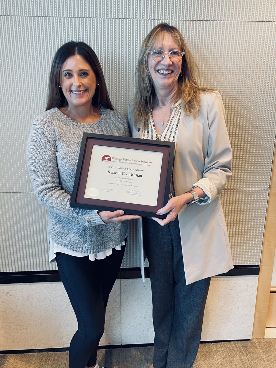 MSDefenseLaw's tweet photo. It was great seeing everyone at the MDLA Annual Membership Meeting. We'd like to wish a special congratulations to:
- James Holland - Lifetime Achievement Award;
- Chris Latimer - Retiring MDLA Board Director; and
- Kathryn Platt - Retiring MDLA Board Director / Vice President. https://t.co/RfBtwPzzPr
