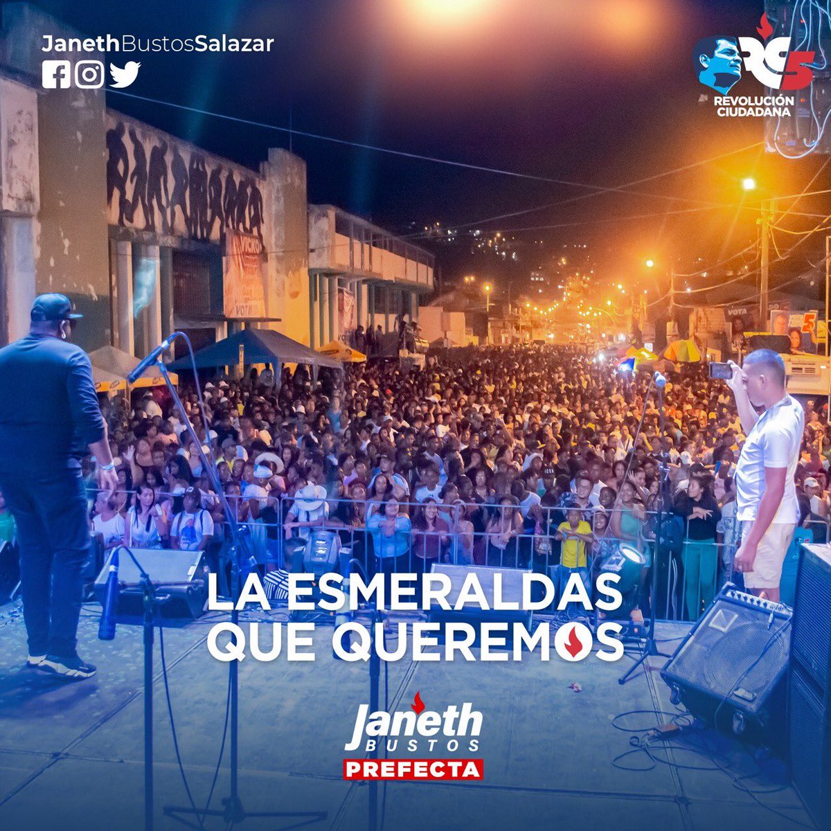 JanethBustosRC's tweet photo. Gigantesco Cierre de Campaña en el cantón #Esmeraldas, junto a su futuro alcalde @VickoVillacisT.5️⃣🖐🏽
Impulsaremos el turismo, emprendimientos, el arte y la cultura esmeraldeña. ¡Gracias por tanto cariño!💚🙋🏽♀️
#VickoAlcalde #JanethPrefecta #LaEsmeraldasQueQueremos @MashiRafael https://t.co/Vr06My0LeR