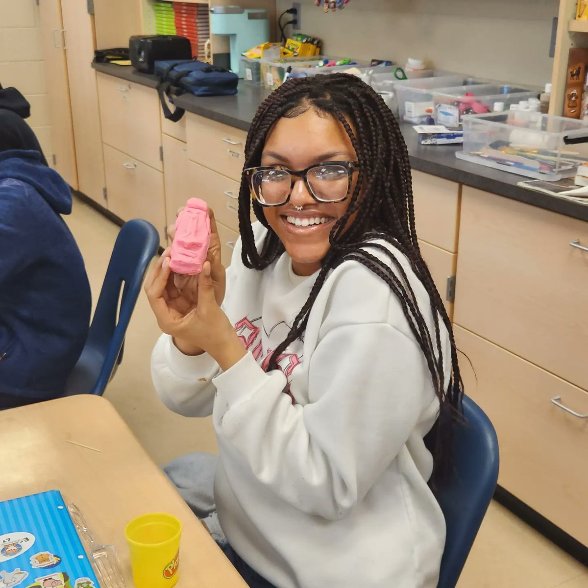 KinneerSra's tweet photo. Spanish 2 students learned about Chile's Easter Island today and created their own versions of the statues. #learningwithoutlimits #rocketpride #spanishwithsrak https://t.co/1F12XDZ8Th
