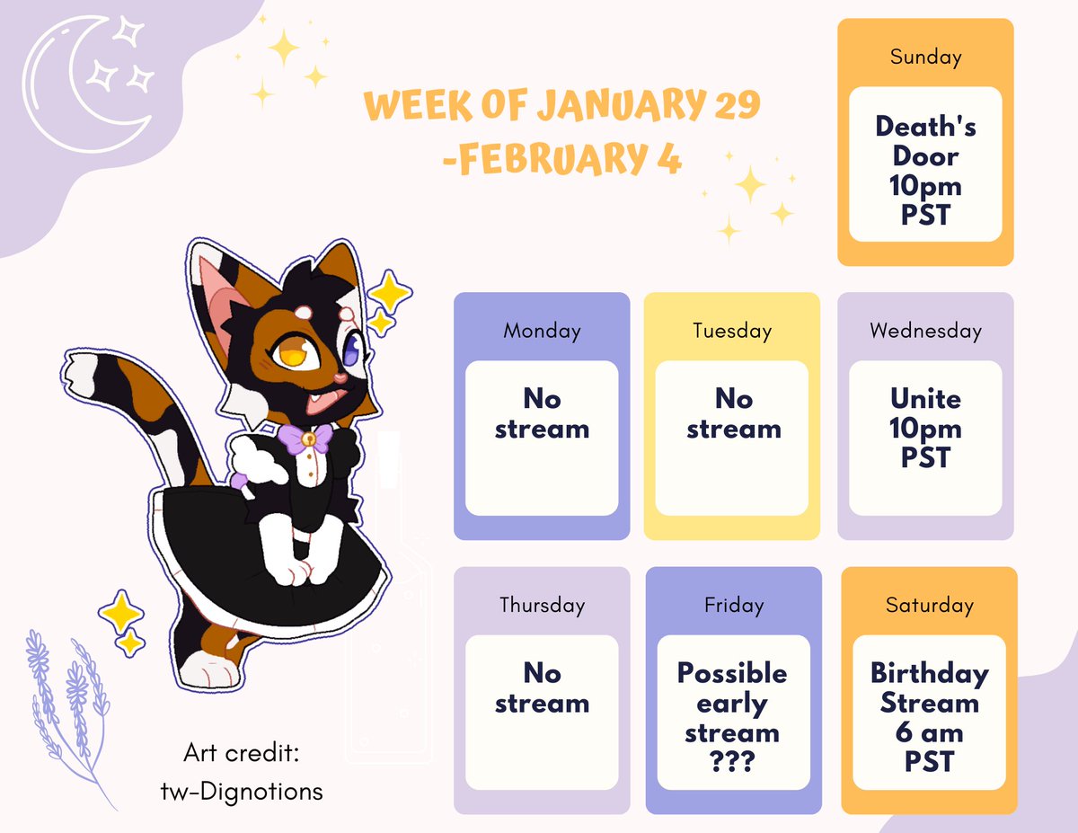MewEclipseVT's tweet photo. Stream schedule from cat dad??? Week is gonna be a bit weird since I'm not gonna be at home most of the week and my 24 hour birthday stream is this Saturday!
Art: @/DIGNOTIONS
๐ #VTuber | #VTuberUprising | #ENVtuber | #VTuberEN | #LGBTuber | #illusclipse ๐ https://t.co/os0jyqNzdU