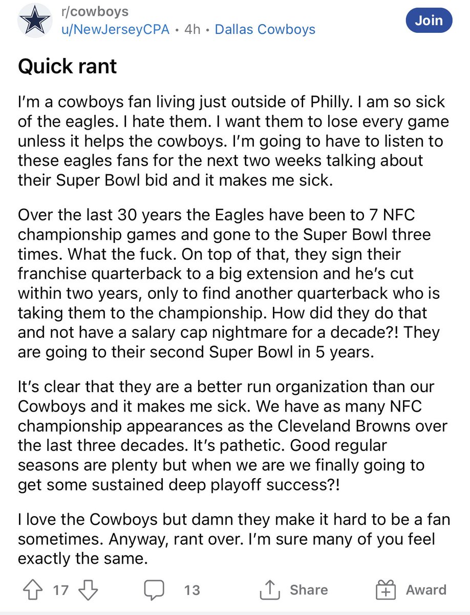 PHLEaglesNation's tweet photo. Cowboys fans are GOING THROUGH IT… 😭 https://t.co/9CfPIs9eJ7