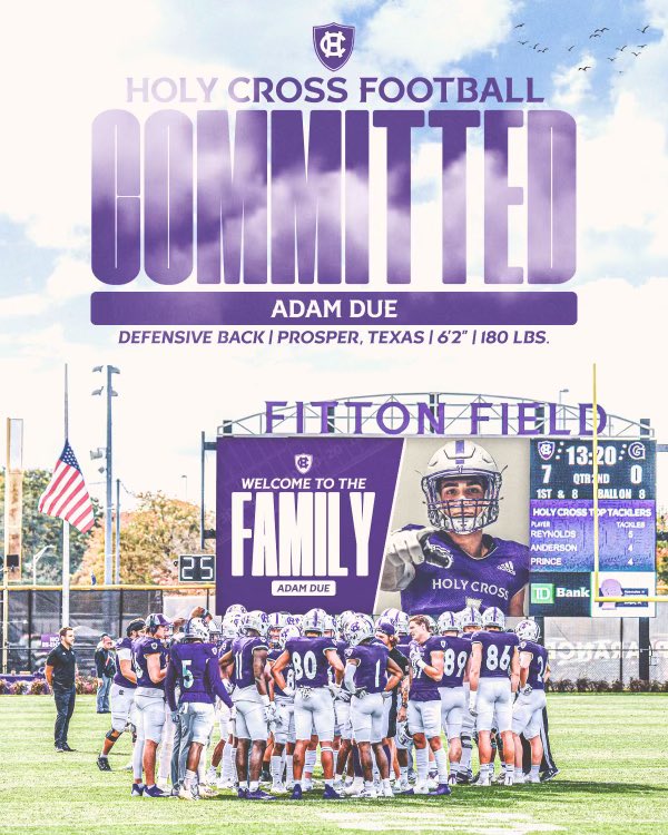 Blessed to announce my commitment to continue my academic and football career at Holy Cross @Coach_DiMike @CoachBobChesney @ProsperEaglesFB