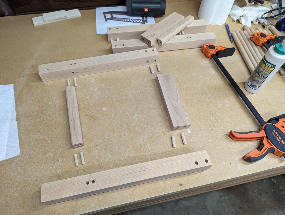 I finished my first real piece of furniture since, believe it or not, we didn't have anywhere to sit to tie our shoes. Wife designed the fabric and we upholstered it together. Software's cool and all but nothing beats building something physical that *could* last for generations.