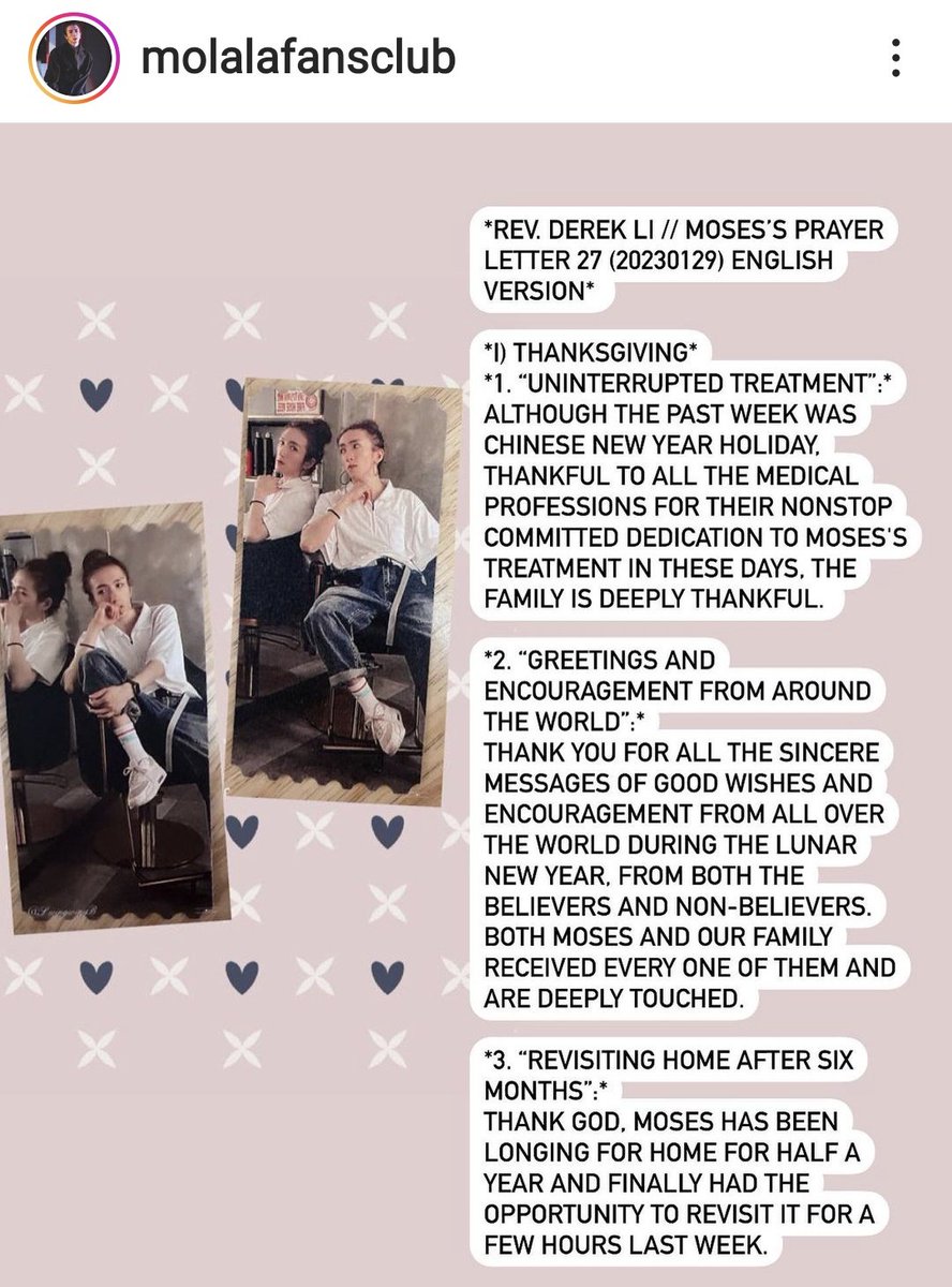 MirrorHK12's tweet photo. Pastor Li's update- pls see pic/FB link for full Eng text. So happy to see the progress, Mo could finally go home for a few hours ๐๐ผ๐ฅบ We'll pray & cheer for you to relearn how to walk. All the best to you & fam during Lunar New Year period
#PrayForMo
https://t.co/VxYwmYuN1u https://t.co/H6ywLxkuNe