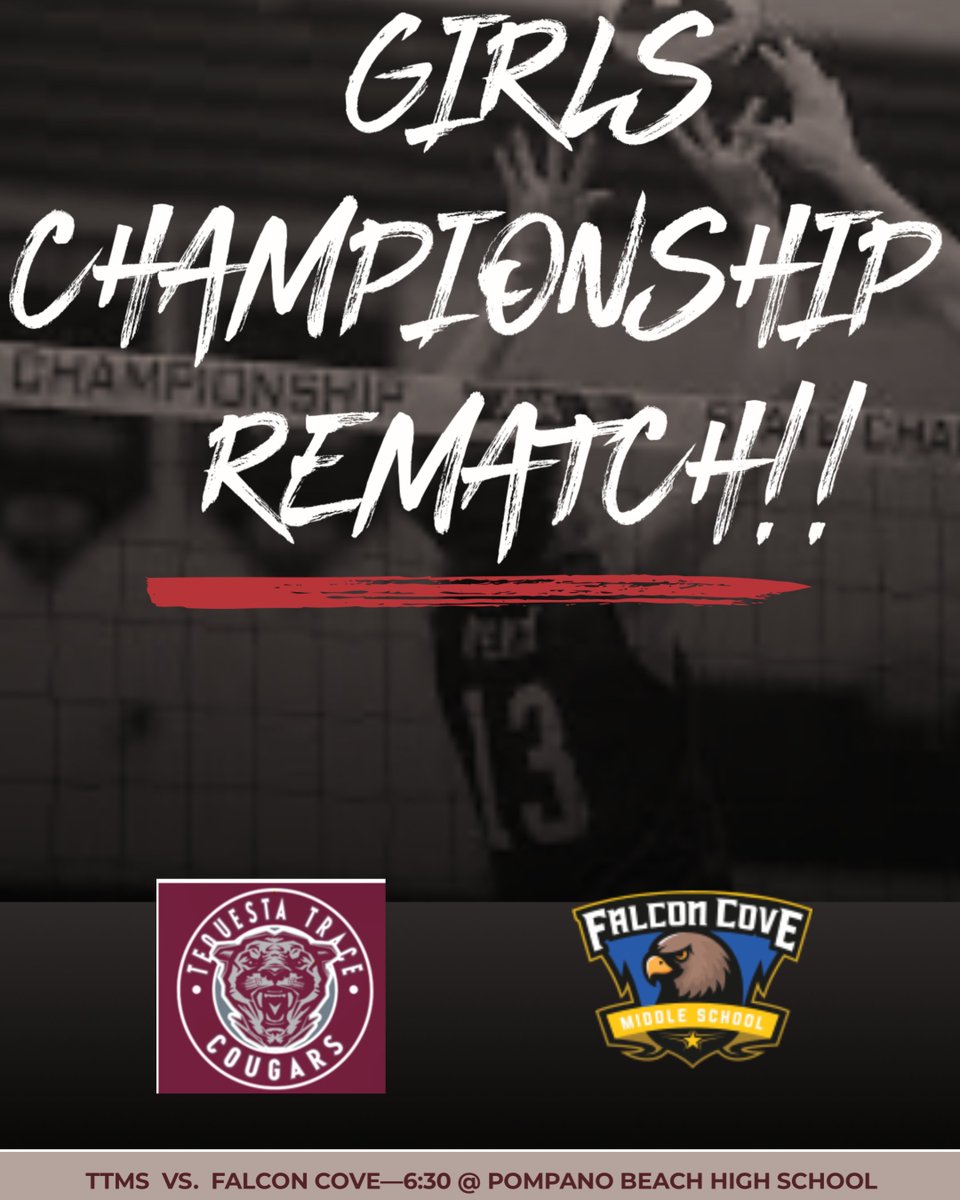 cougars33326's tweet photo. It’s on!!! TTMS vs Falcon Cove for the County Championship. https://t.co/Jwv43x6own