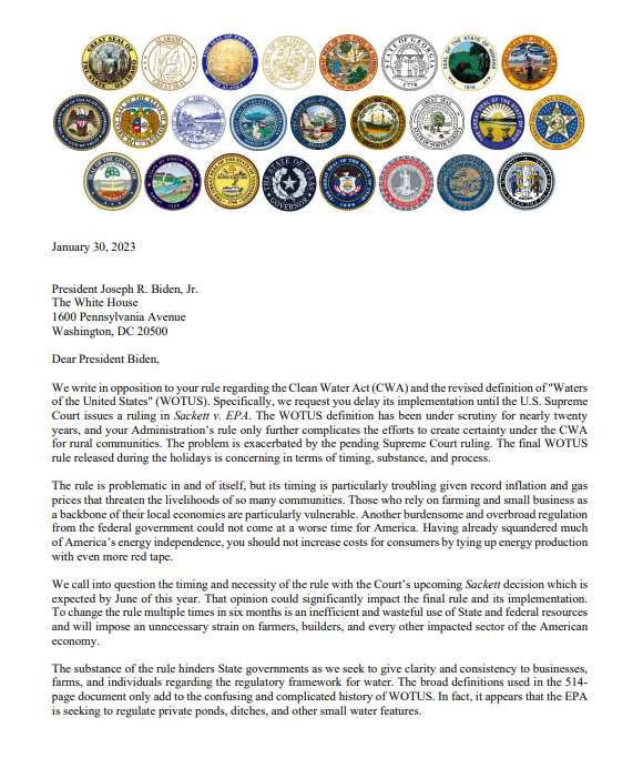 CarlyABird's tweet photo. 🚨🚨NEWS: @GovStitt Joins 24 Governors Opposing Burdensome WOTUS Regulations

In a letter sent to President Biden: "Another burdensome and overbroad regulation from the federal government could not come at a worse time for America." https://t.co/nbuelwRaGR