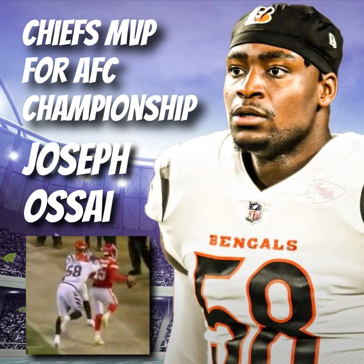 kcchiefsmmz's tweet image. BREAKING: The Chiefs have officially named Bengals DE Joseph Assai their team MVP for the AFC Championship