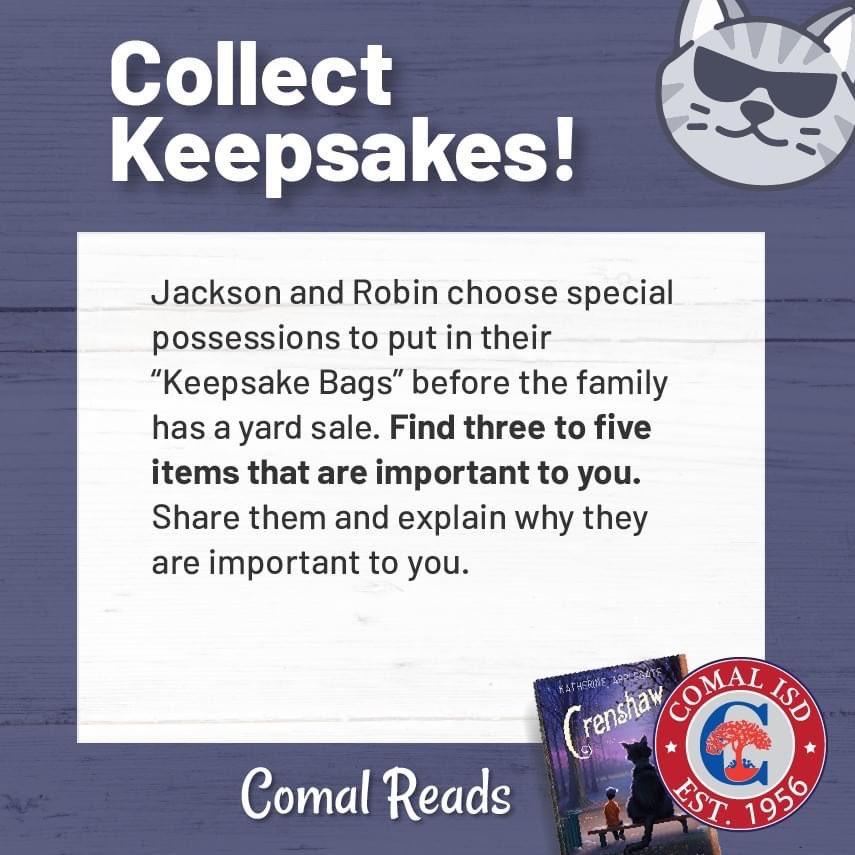 cisdnews's tweet photo. Are you reading Crenshaw? Extend the experience by doing one, if not all, of these amazing family engagement ideas. #Comalreads https://t.co/NTIuZgsEGd
