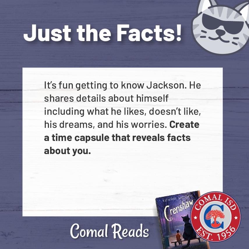 cisdnews's tweet photo. Are you reading Crenshaw? Extend the experience by doing one, if not all, of these amazing family engagement ideas. #Comalreads https://t.co/NTIuZgsEGd