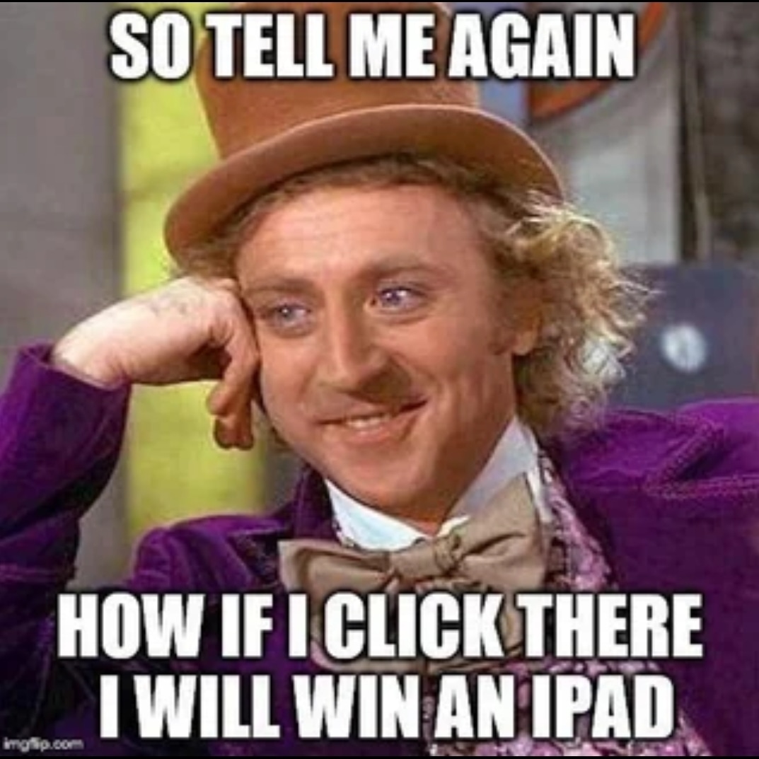 Free iPad!! Yay!! #cybersecurity #cybersecuritymemes