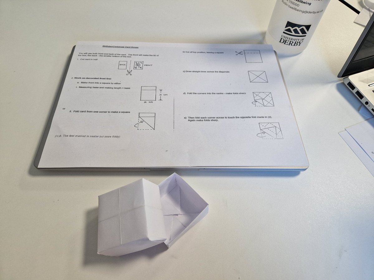 Proud of the box I made this morning in the EOP workshop... Always the last to finish, but that's what you get when you're a perfectionist 🫣 slow but steady wins the race 🏁 although I didn't win the incentive of malteasers - booooo 😂 
#activityanalysis 
#motivation