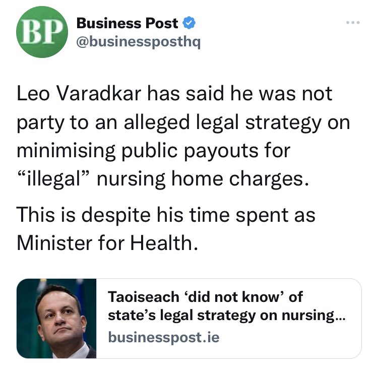MariaNiCholmain's tweet photo. #Badkar was yet again entirely unaware… the innocence of him😇This man’s even innocent when proven guilty! The DPP gave him a VIP pass (ie pass it on to yer GP mates Leo 😉)
Considering the source, no one believes a word 🤥
#nursinghomes #Nursinghomecharges
#AntiTaoiseach https://t.co/2jS6D2XTjr