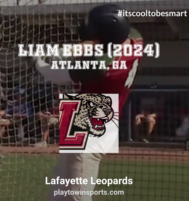 Congratulations Liam Ebbs (2024, GA). He is going to be a Leopard and is heading to Lafayette. @liamebbs2024 @LafayetteBsbl #itscooltobesmart